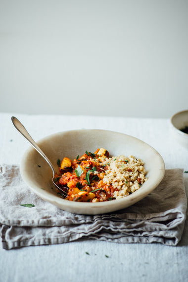 Moroccan Garbanzo Stew over Quinoa