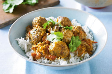 Curry Lentil "Meetballs" over Basmati