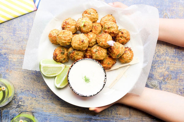 Ginger Chicken Meatballs over Carrot Rice