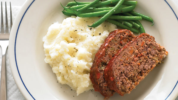 Meatloaf Muffins over Chunky Mash & Green Beans