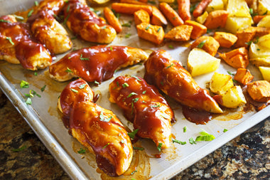 BBQ Chicken + Garlic Parm Potatoes