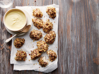 Quinoa-Crusted Chicken Nugs + Boniato Bites