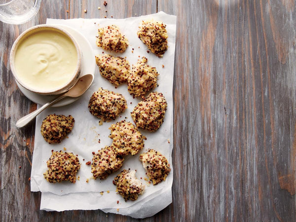 Quinoa-Crusted Chicken Nugs + Butternut Mac and Cheese