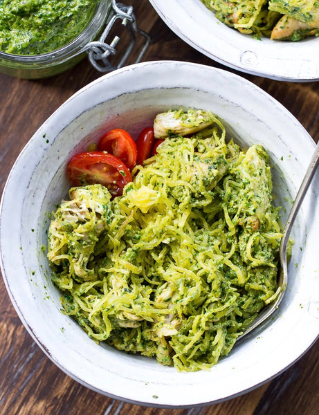 Kale Pesto Spaghetti Squash (Nut-Free)