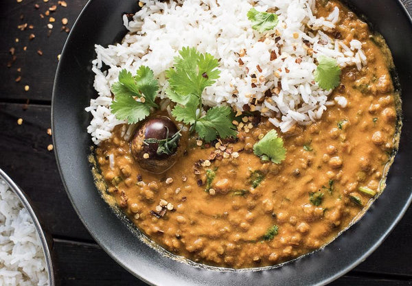 Creamy Coconut Curry Lentils over Basmati